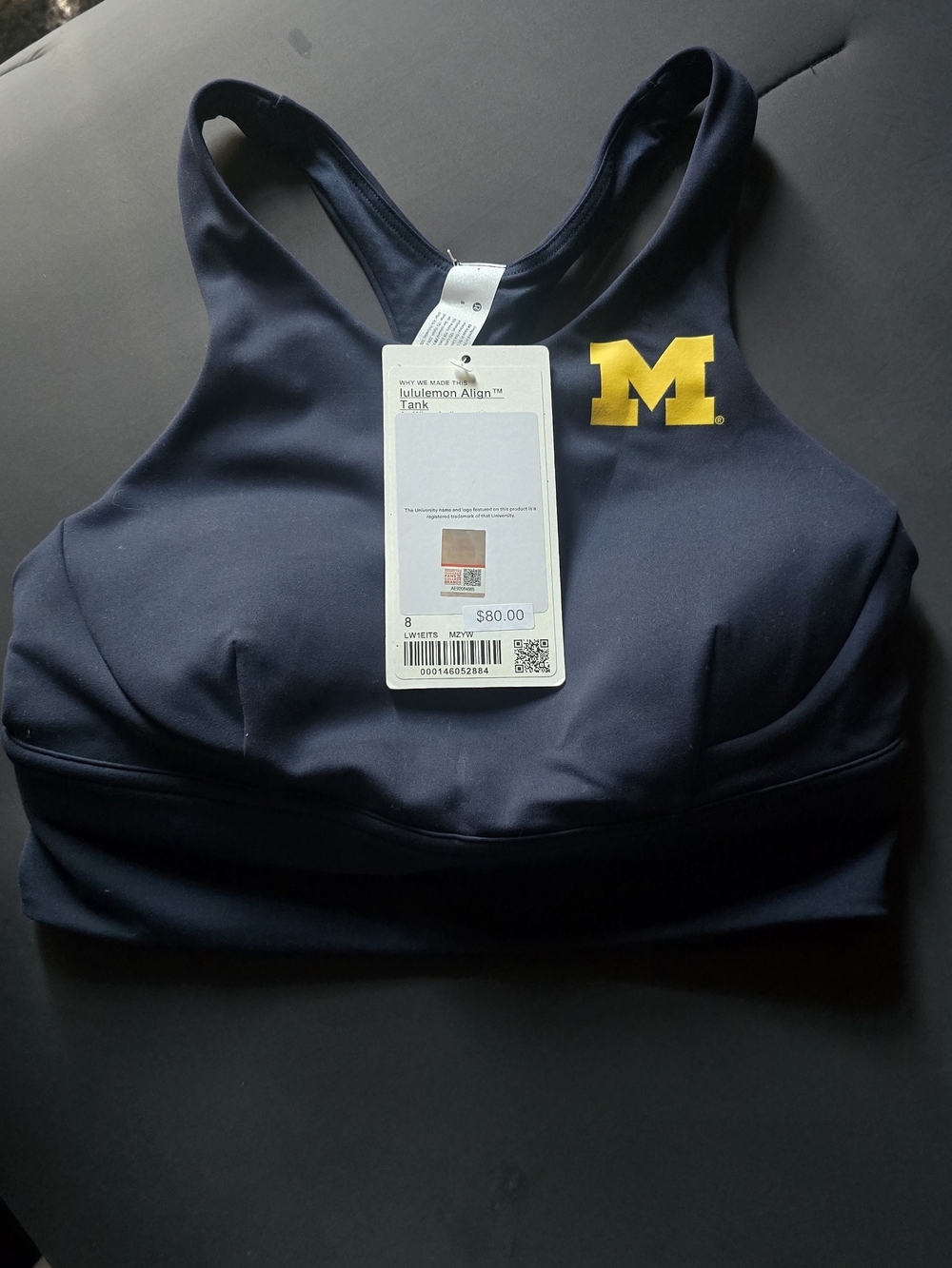 lululemon athletica Align Tank Sports Bra - Navy with Yellow M Logo - Picture 1 of 2